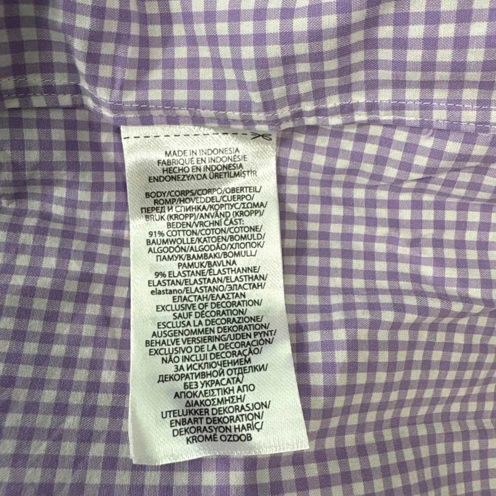 Polo Ralph Lauren Button Down Shirt Mens XXL Purple Gingham Slim Fit Stretch